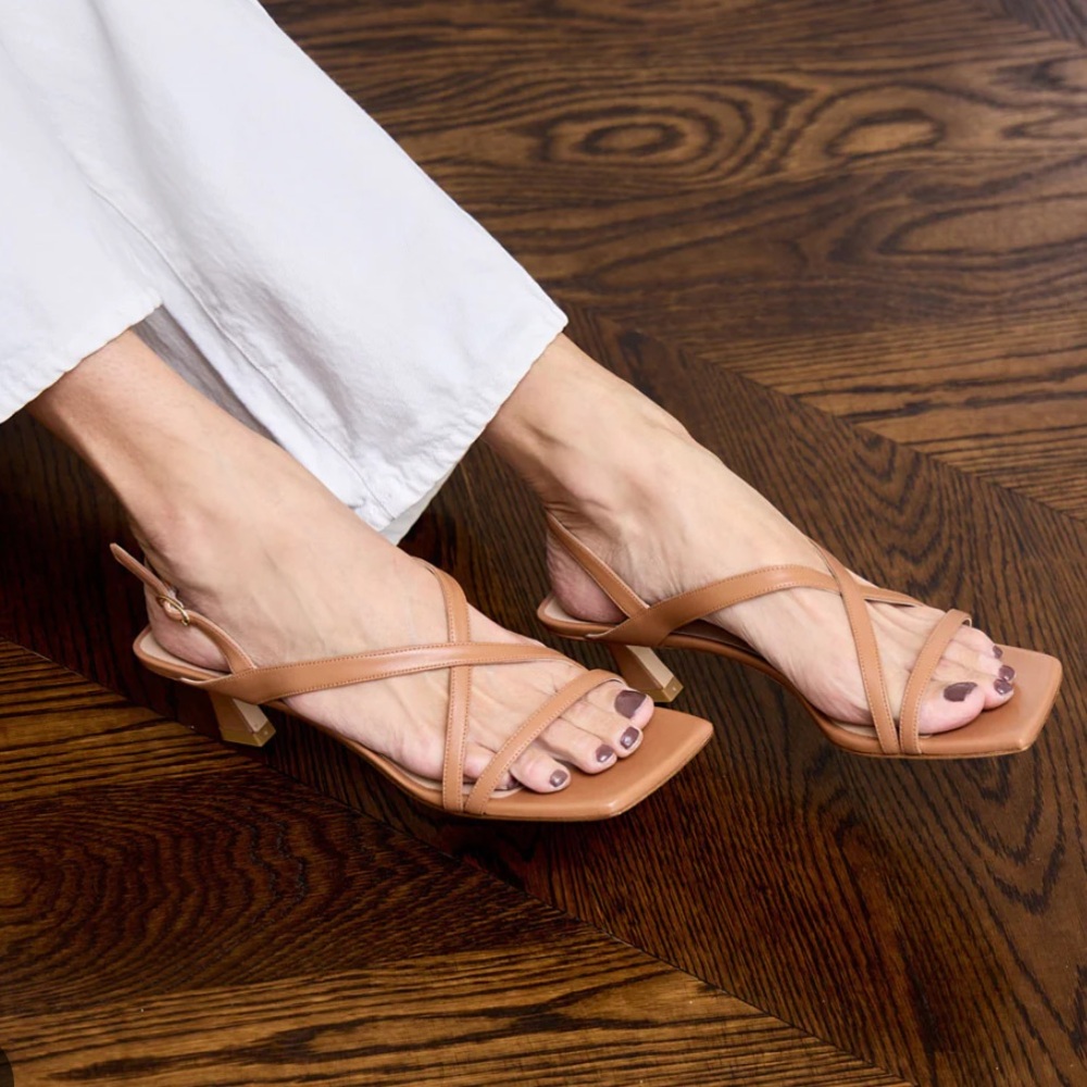 🌹STUART WEITZMAN🌹 Oasis 50 Leather Slingback Sandals In Brown Size: 7B